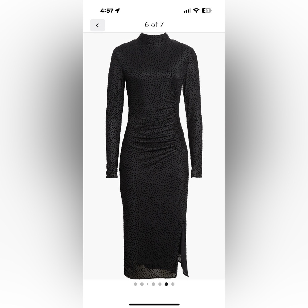 Ramy Brook Eveline Flocked Dot Long Sleeve Dress